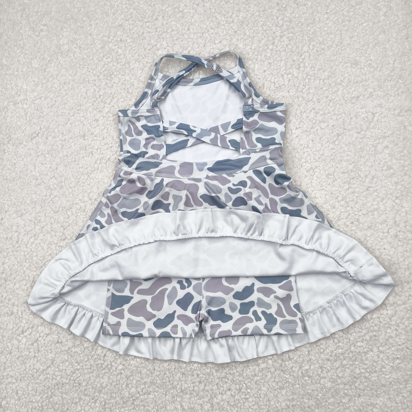 GSD2308 hunting camo grey yoga girls dress with shorts