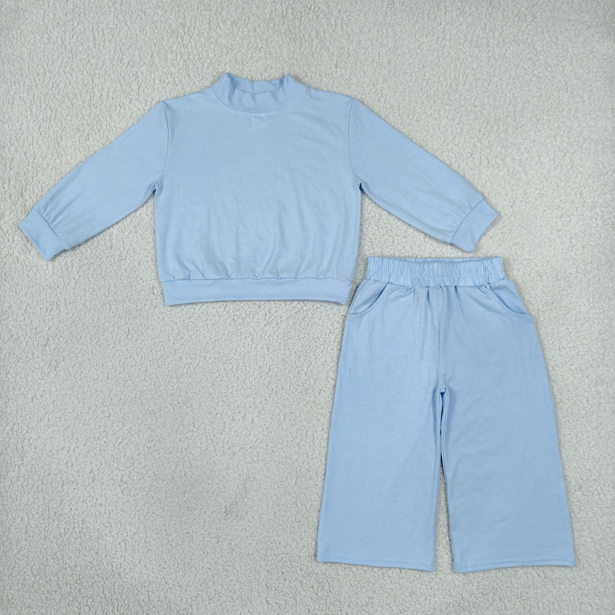 GLP3472 Cotton Blue Long Sleeve Pants Girls Set