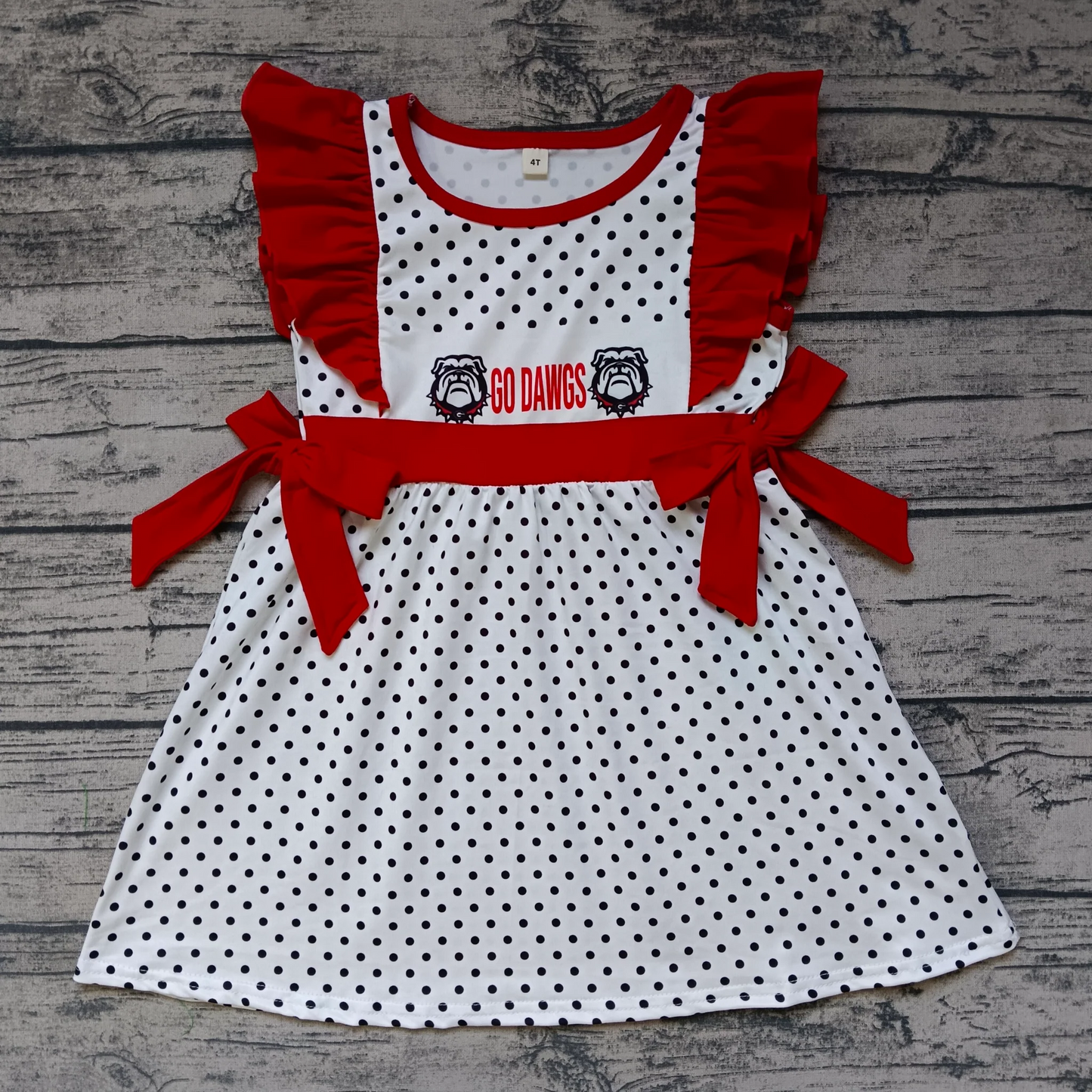 custom S 10.14 Team red flutter sleeve girls dress