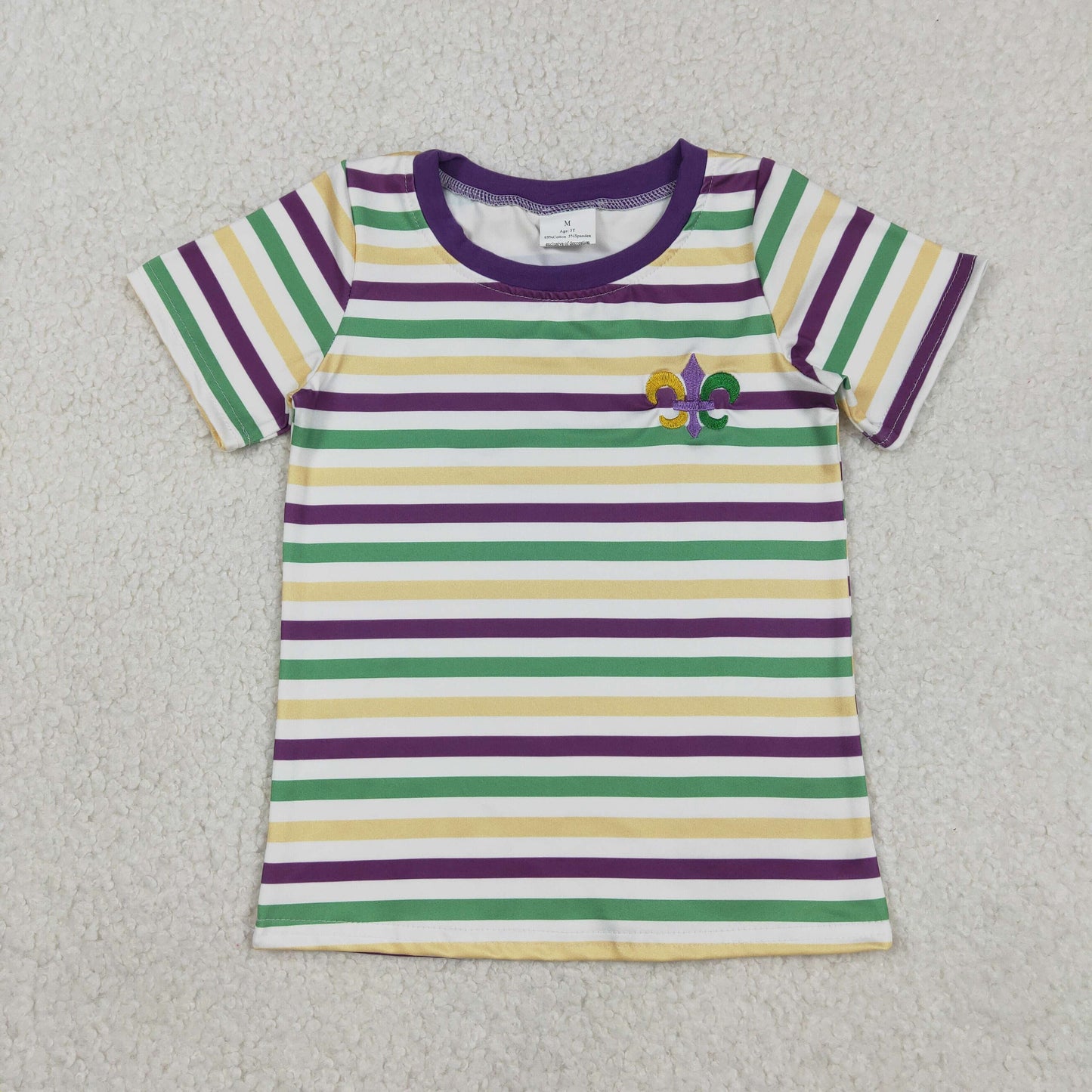 Embroidery BT1437 Mardi Gras short sleeve boys top
