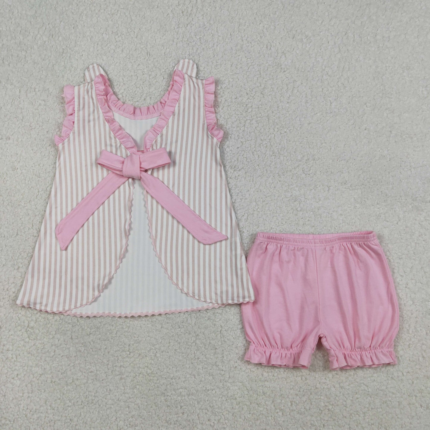 Embroidery GSSO2924 Easter Bunny Rabbit Pink Sleeveless Shorts Girls Set