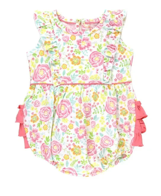 preorder rose flowers flutter sleeve pink ruffles girls romper