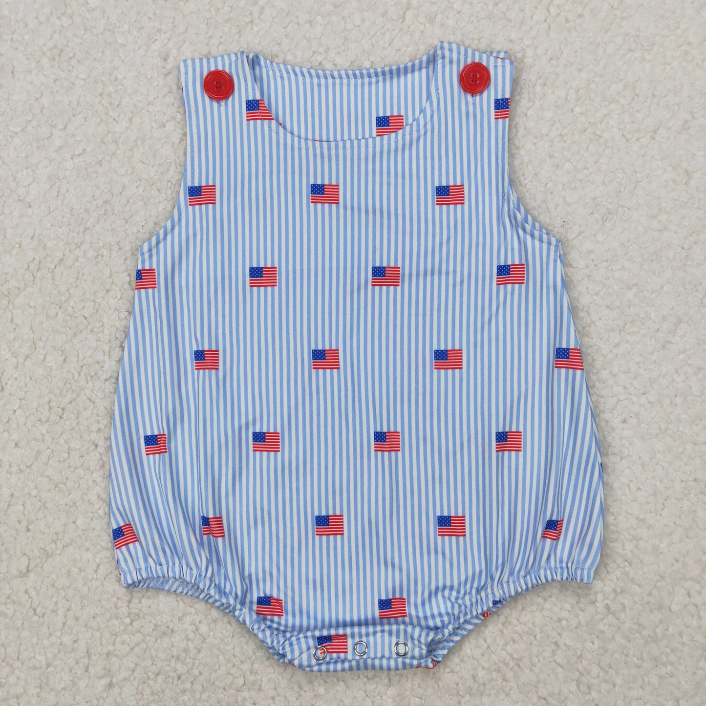SR2922 July 4th flag blue striped sleeveless boys romper