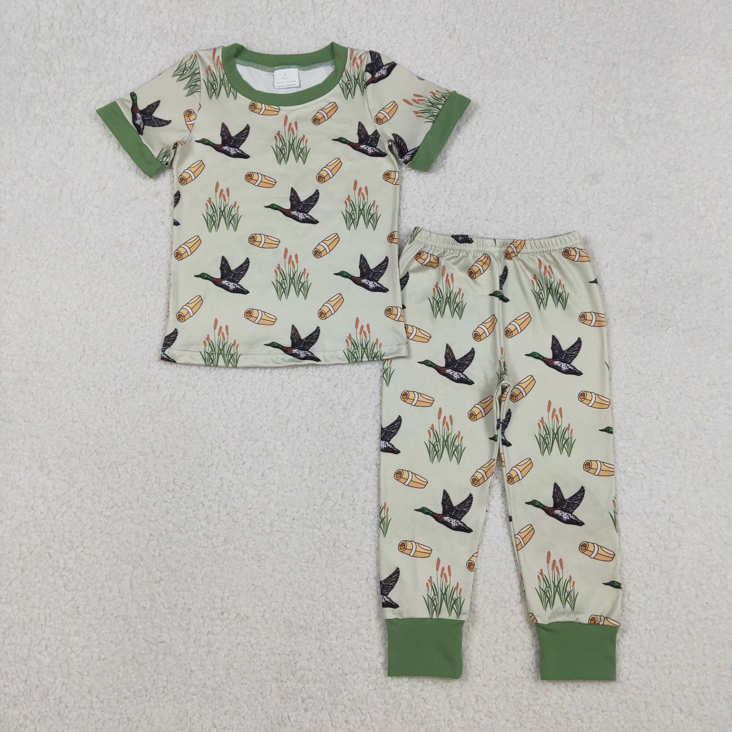 BSPO0635 Hunting Mallard Duck Green Short Sleeve Pants Boys Pajamas