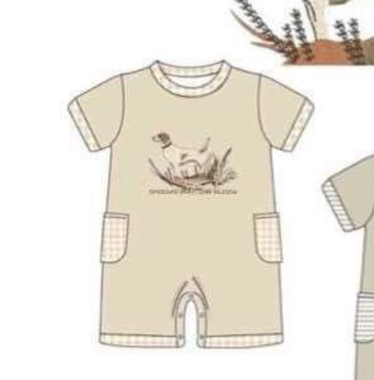 preorder dog khaki short sleeve boys romper
