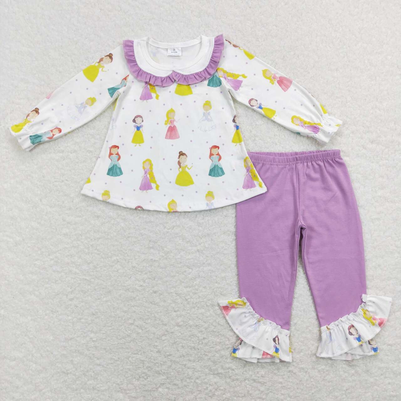GLP0997 Cartoon Princess long sleeve purple pants girls set