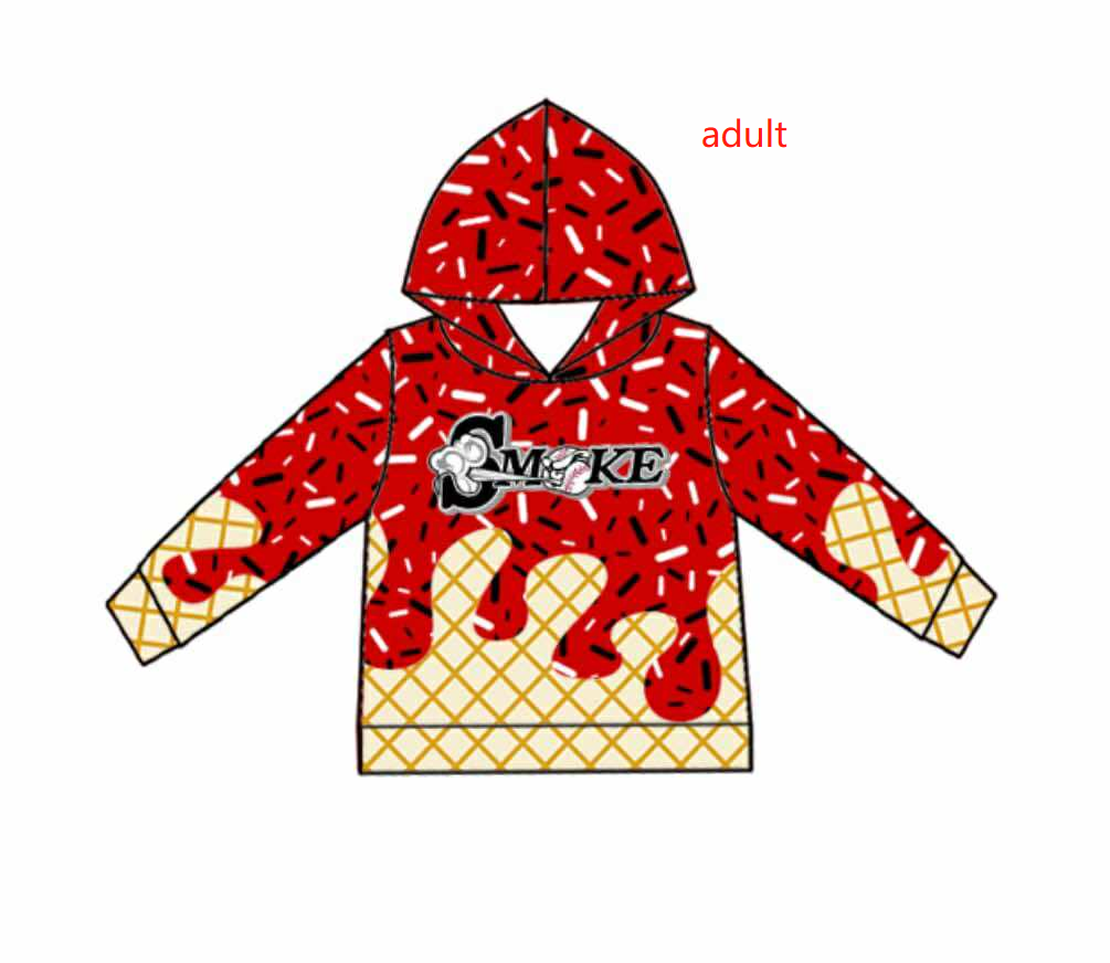 Custom Moq 3 football team ice long sleeve hoodie adult man top
