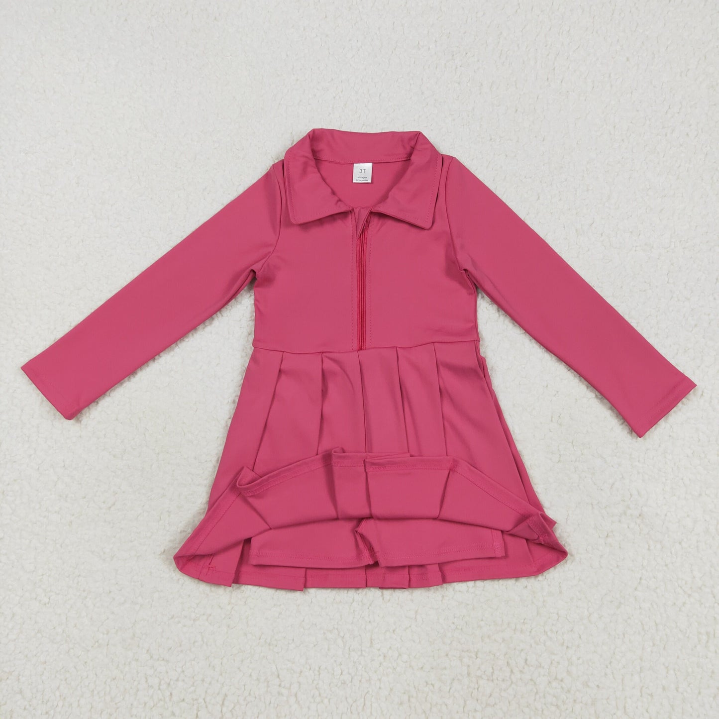 GLD1146 yoga pink zipper long sleeve skorts girls dress