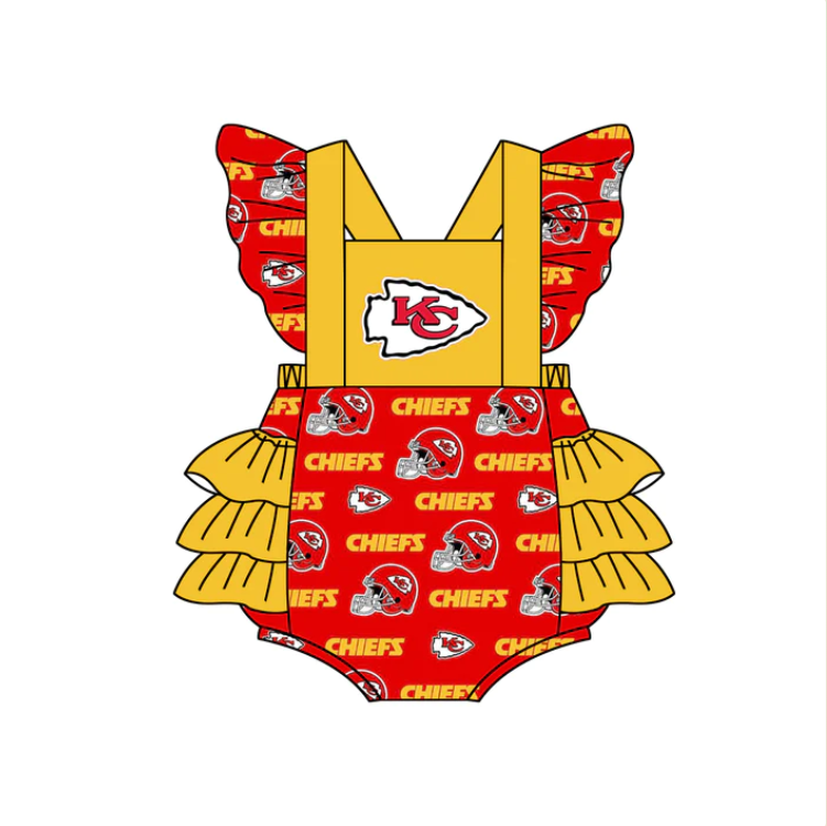 custom S 8.23 Yellow & red kids romper