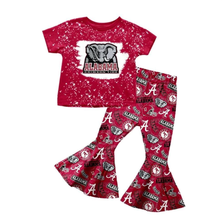 custom S 8.23 Red short sleeve pants girls set