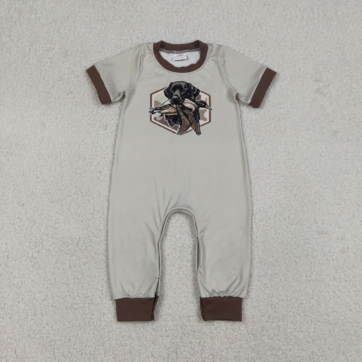 SR3680 Hunting Dog Mallard Duck Short Sleeve Boys Romper