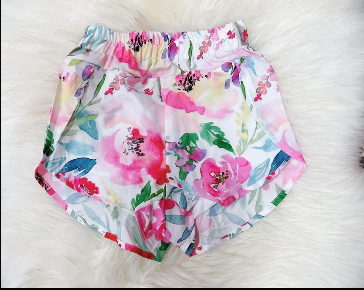 preorder SS0377 watercolor flowers girls shorts