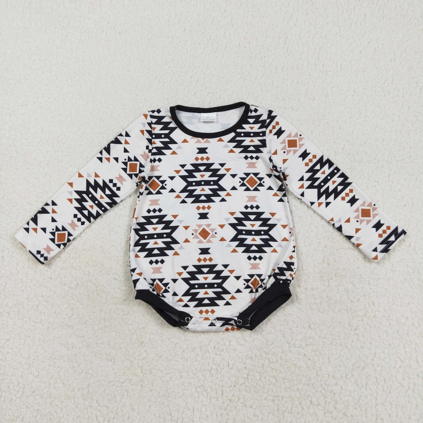 LR1822 Western Aztec black long sleeve boys romper