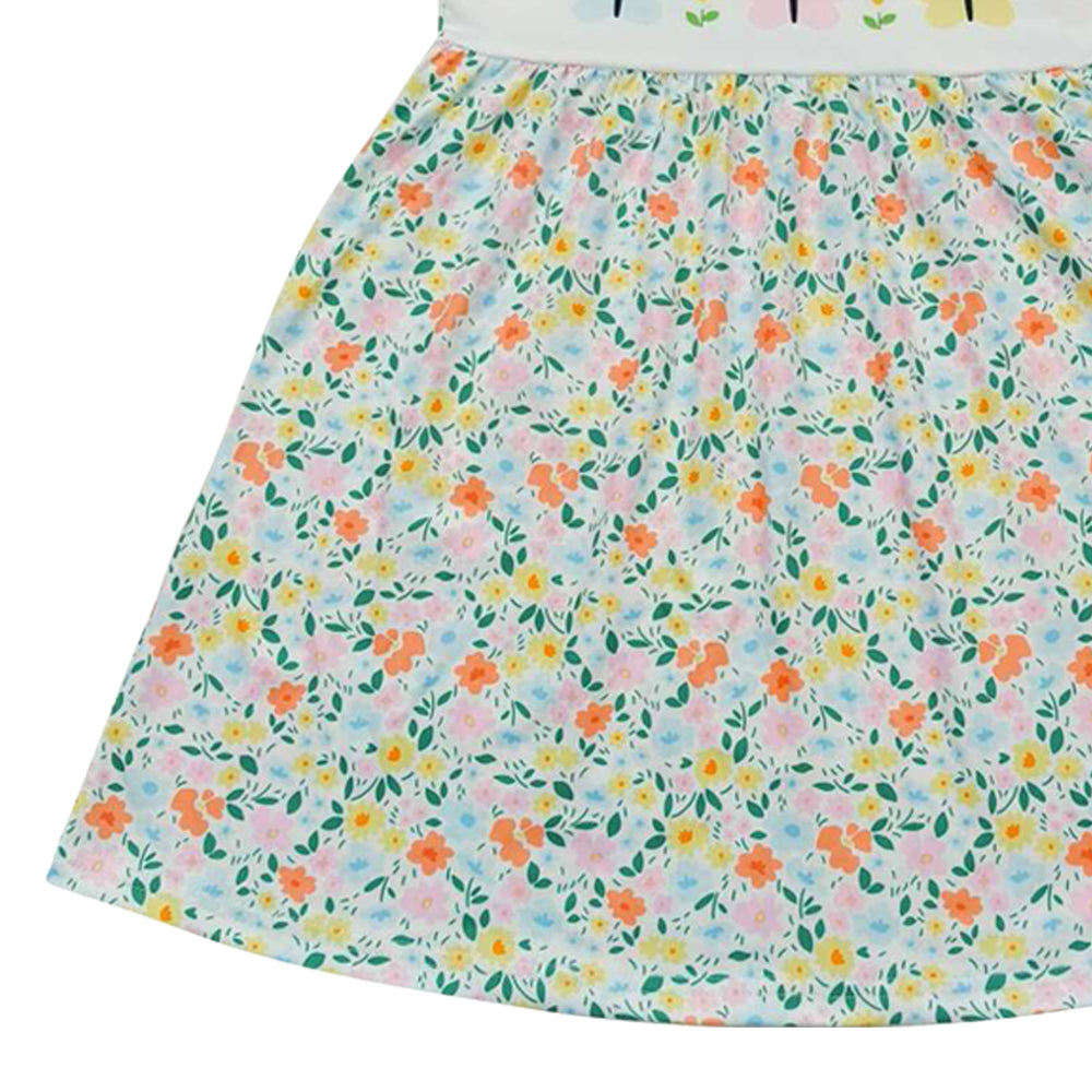 GSD0916 colorful butterfly flowers flutter sleeve girls dress