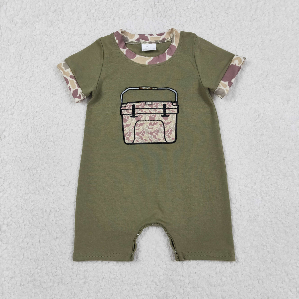 Embroidery SR3761 Fishing Box Camo Short Sleeve Boys Romper