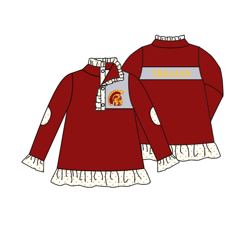 no moq!Custom Style Football Team Girls Red Top