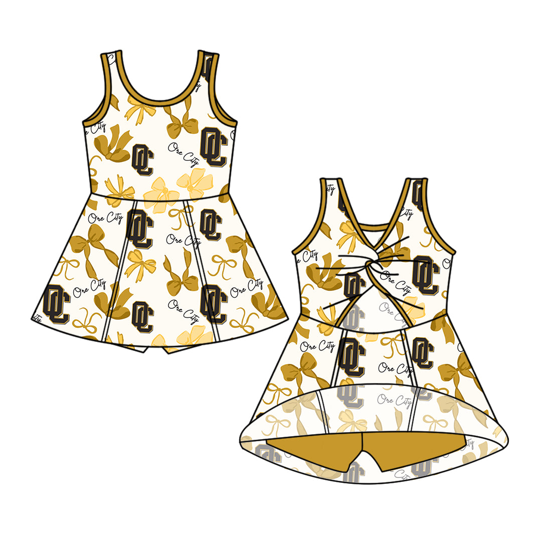 Custom Moq 3 ore city Bows Yoga Skorts Girls Dress