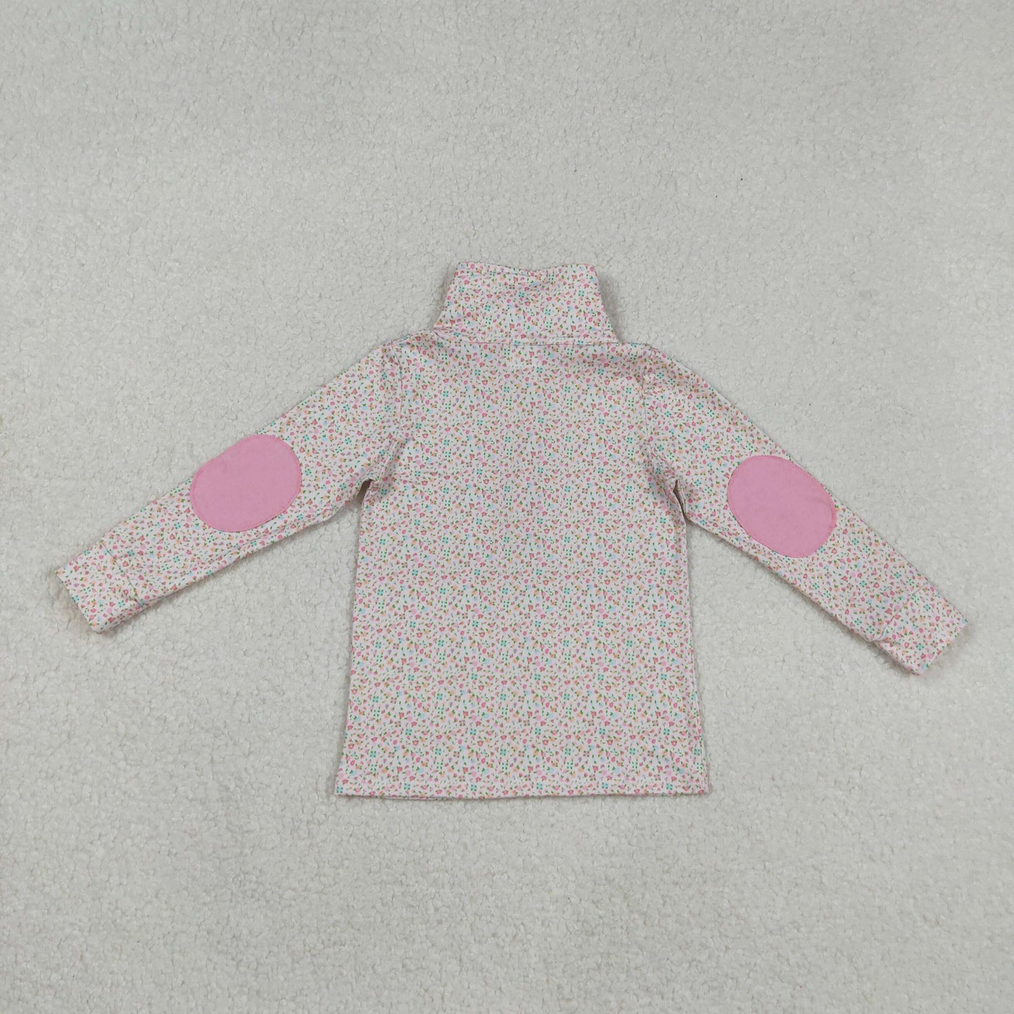 GT1145 colorful flowers floral pink long sleeve zipper girls top
