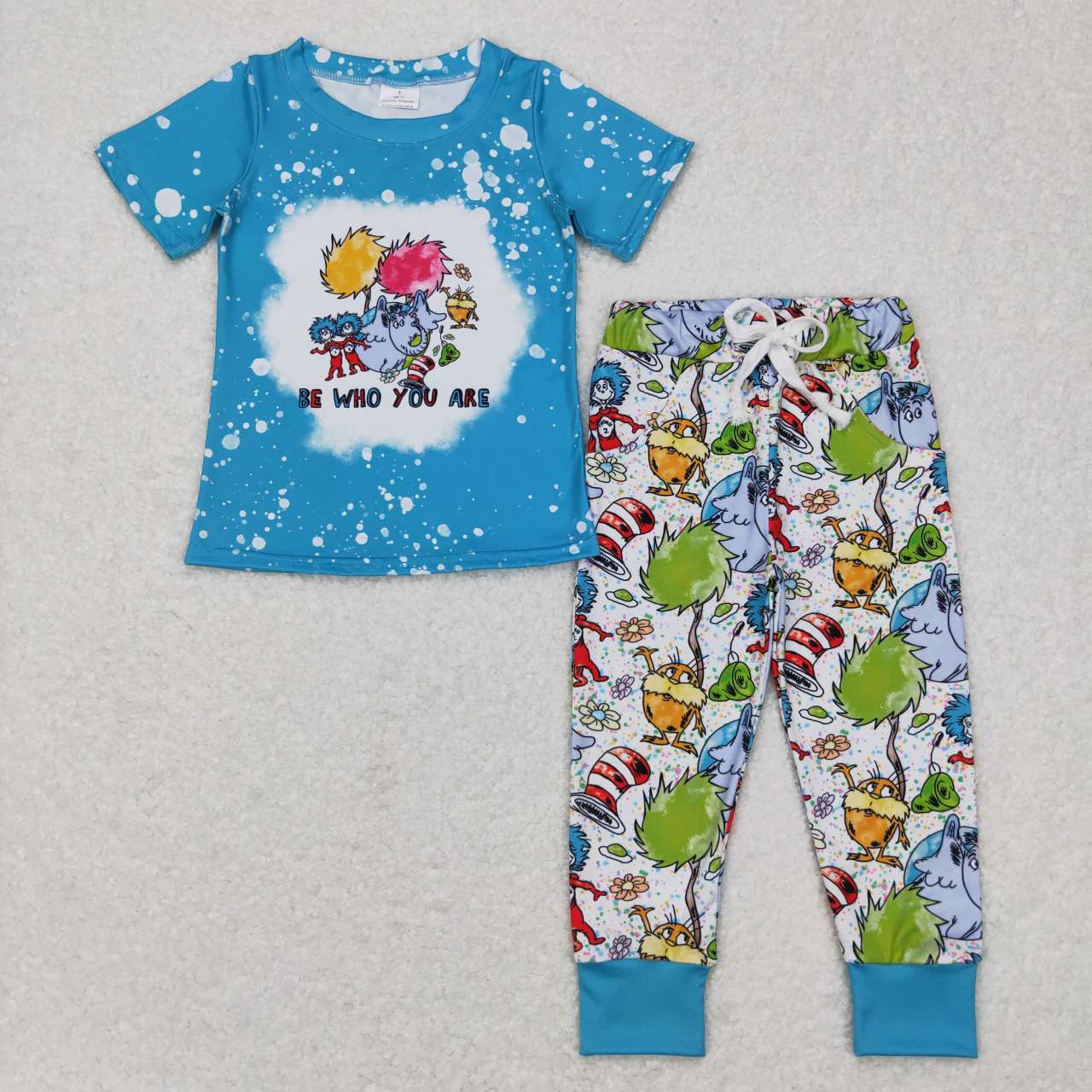 BSPO0175 Dr blue short sleeve pants boys set