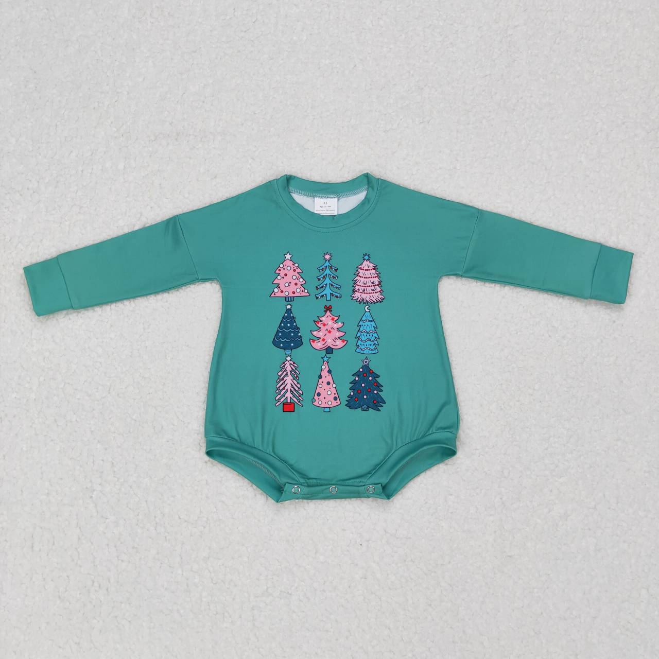 LR0701 Christmas tree green long sleeve kids romper