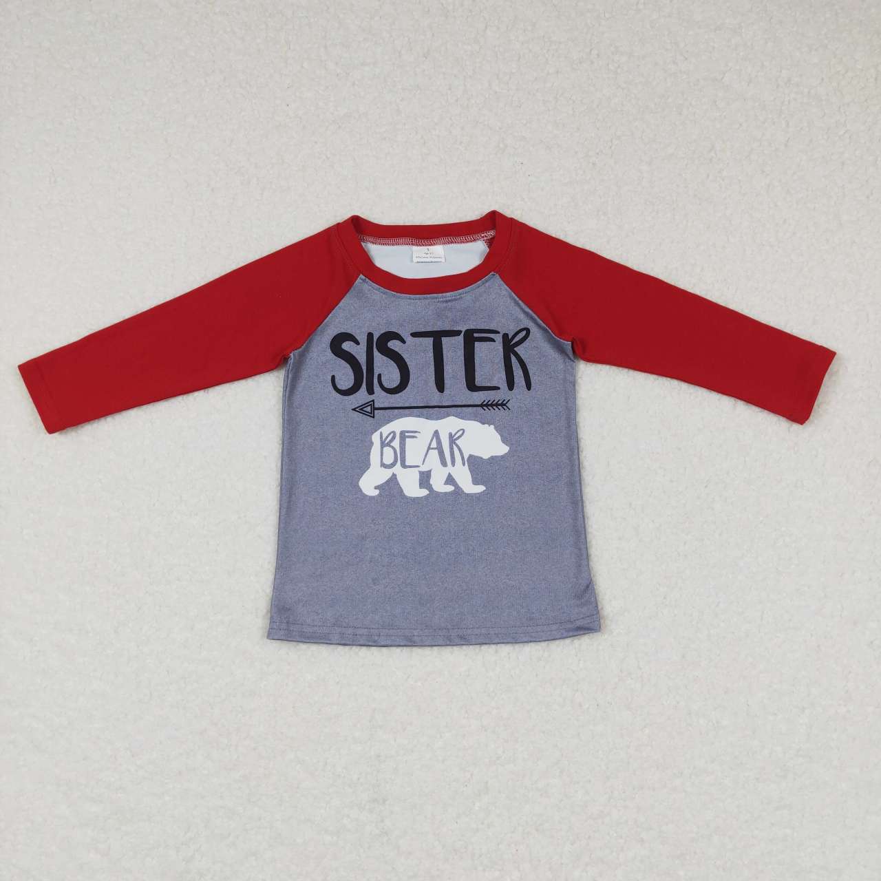 GT0390 Sister bear red long sleeve girls top