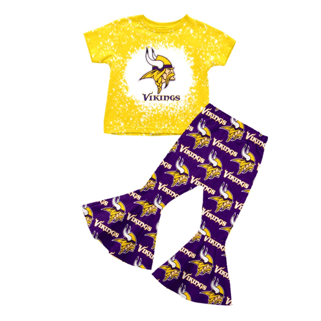 custom S 8.21 Yellow short sleeve pants girls set