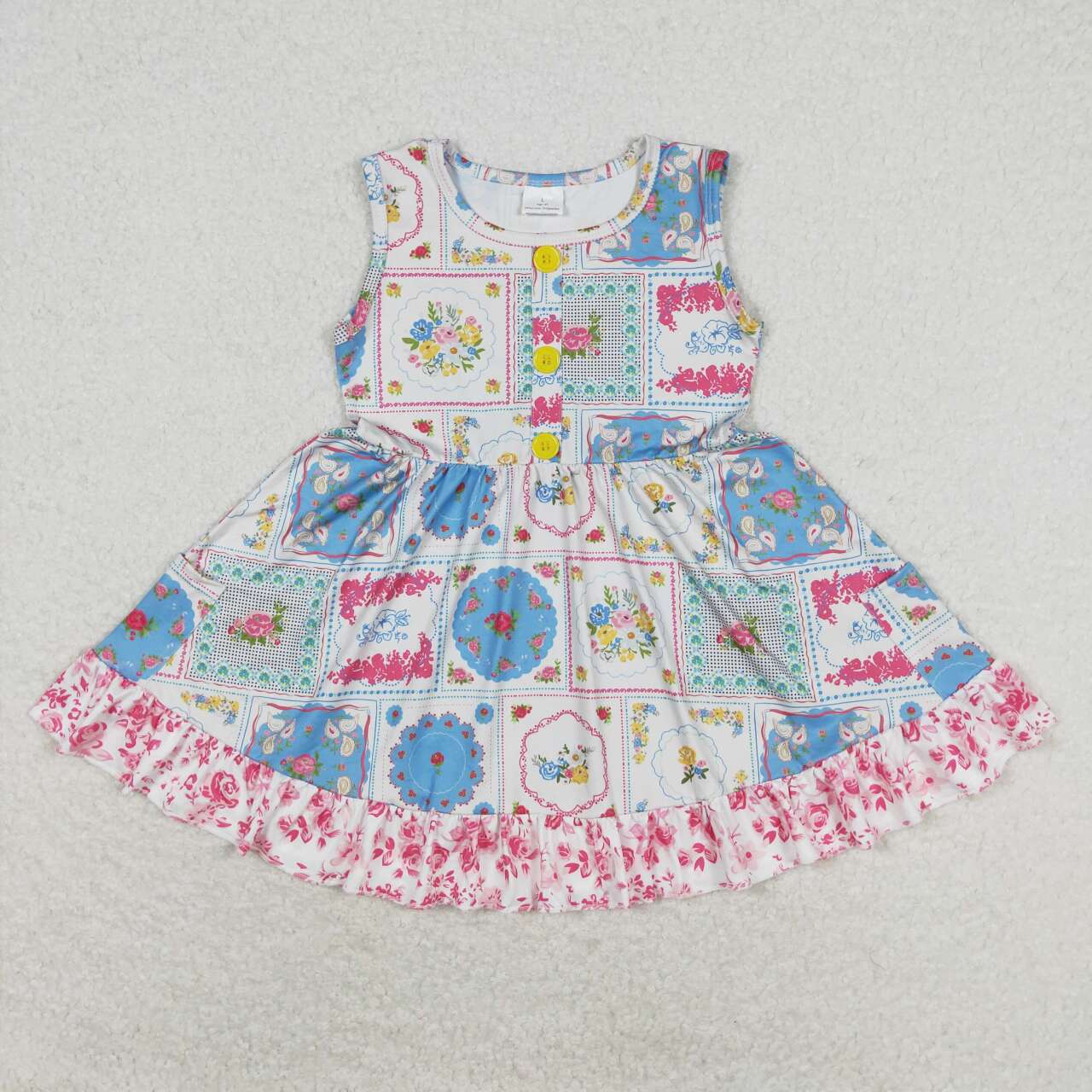 GSD1000 multi colorful flowers sleeveless girls dress