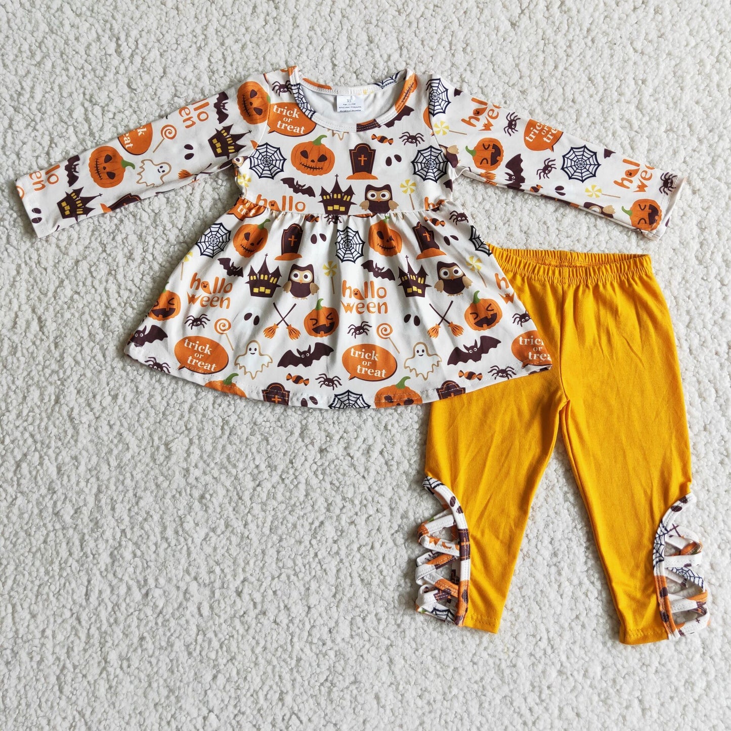 New Arrival Dress Top Match Yellow Cross Legging Pants Outfits