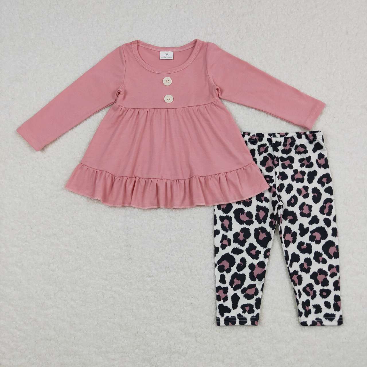 GLP0853 Watermelon red long sleeve leopard pants girls set