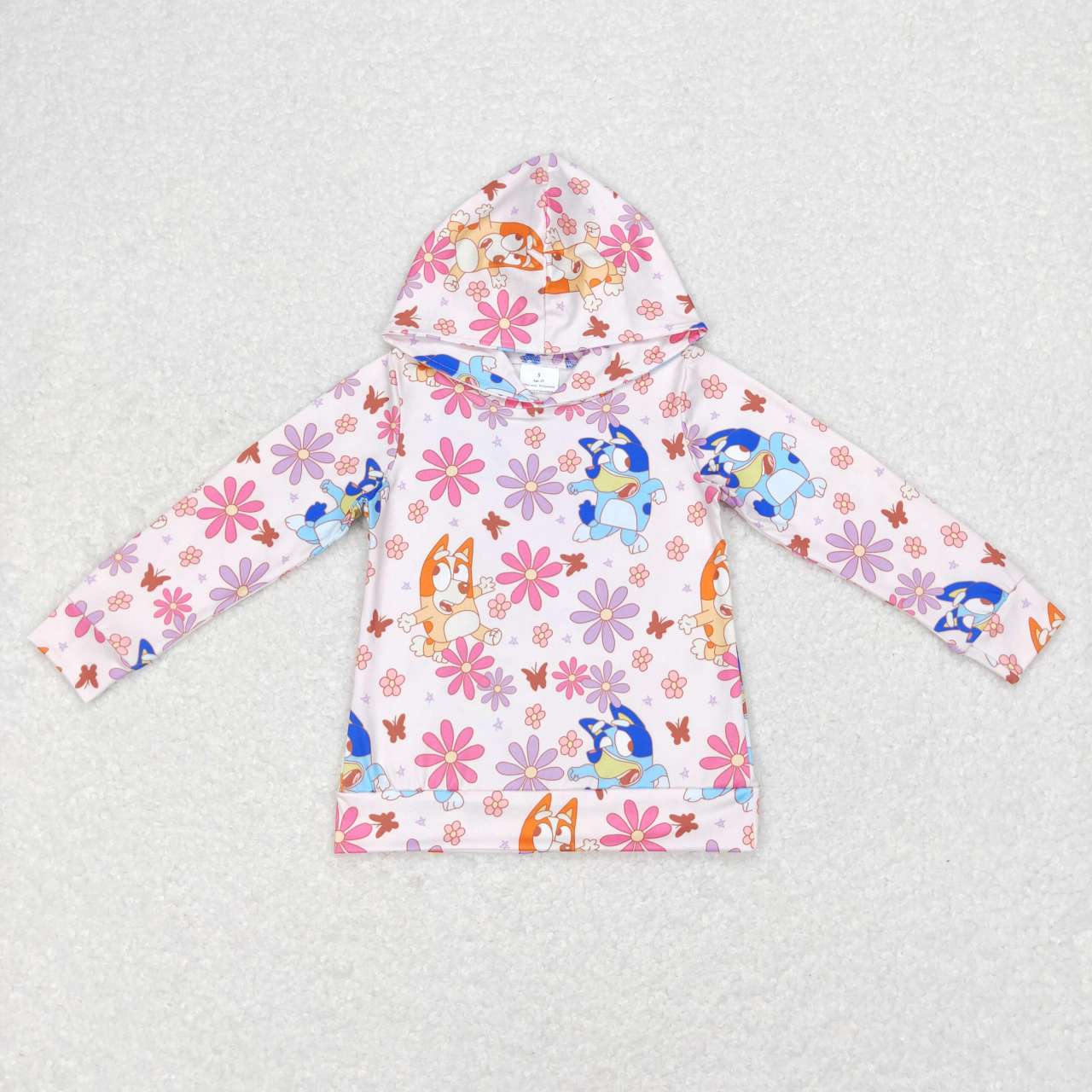 GT0395 Cartoon dog pink long sleeve hoodie girls pullover