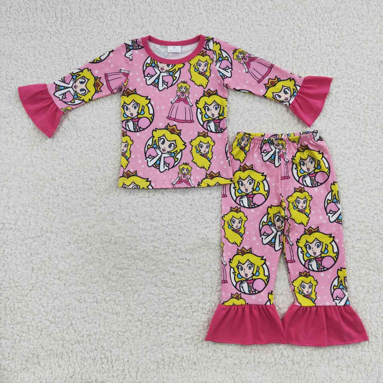 GLP0611 Cartoon Princess Pink Long Sleeve Pants Girls Pajamas