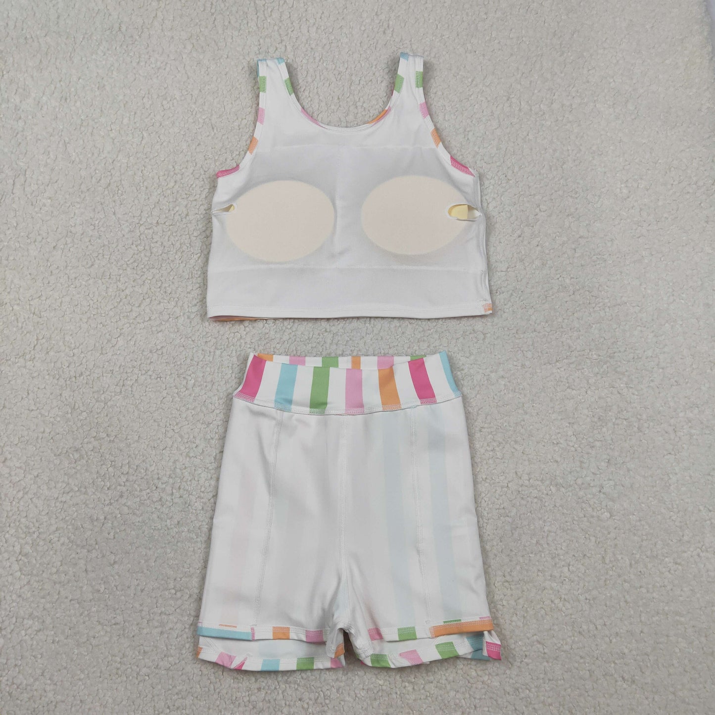 GSD2348 rainbows striped sleeveless skirt with shorts girls set