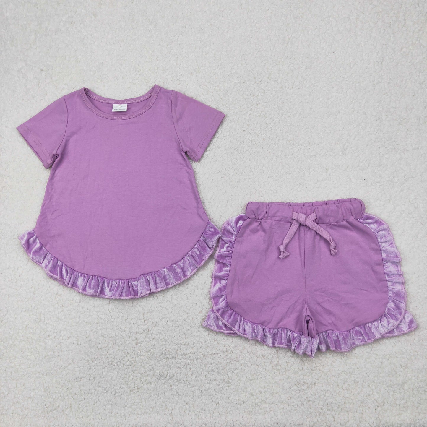 GSSO2184 cotton purple short sleeve shorts girls set