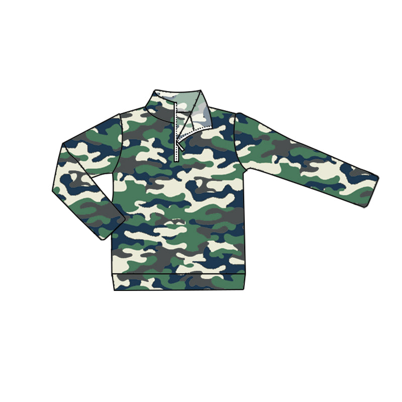 preorder BT0720 green camo long sleeve boys pullover