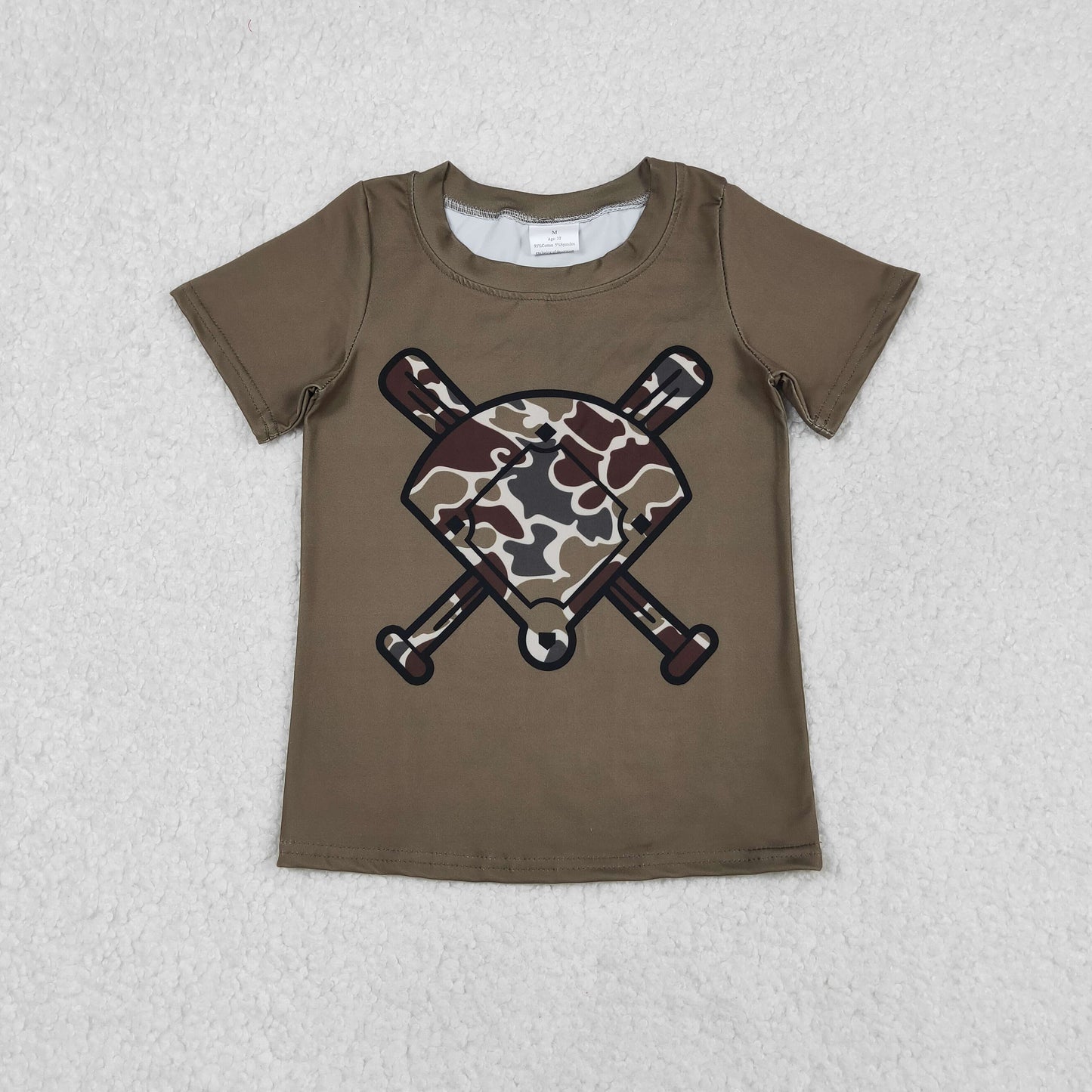 BT1425 hunting baseball camo short sleeve boys top