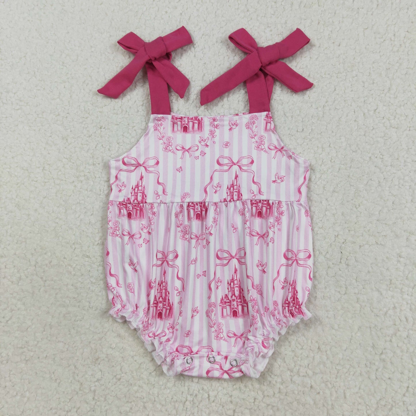 SR3077 hot pink bows castle girls romper