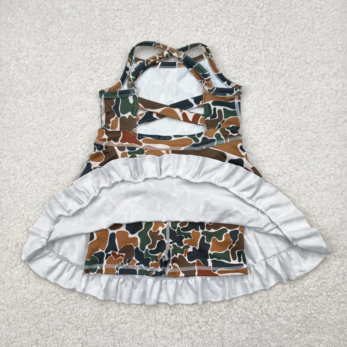 GSD2309 hunting camo brown yoga girls dress with shorts