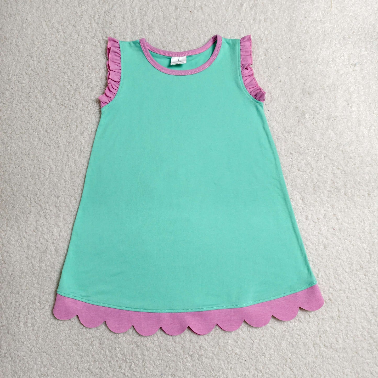 GSD4049 Scallop Mint Green Sleeveless Girls Dress