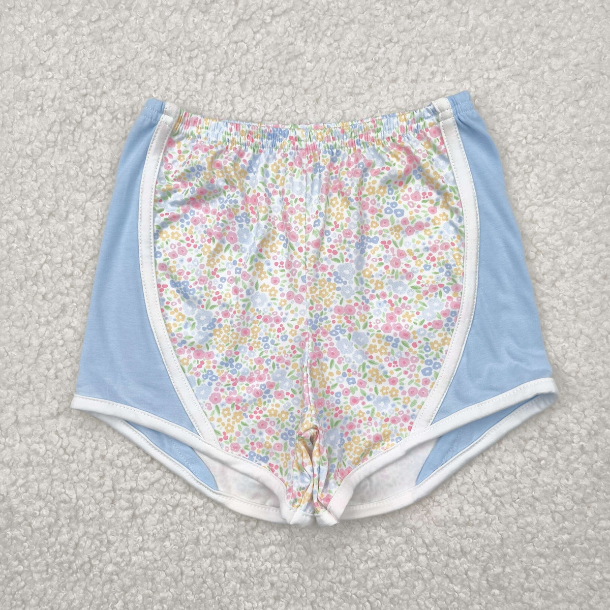 SS0522 colorful flowers blue girls shorts milk silk
