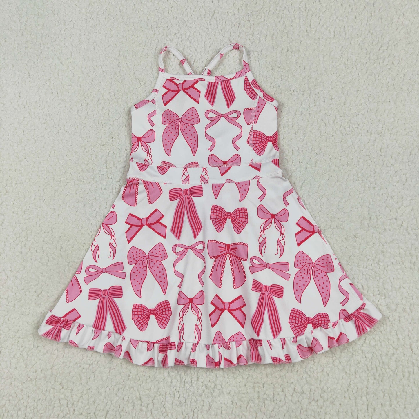 GSD2564 yoga hot pink bows girls dress with shorts