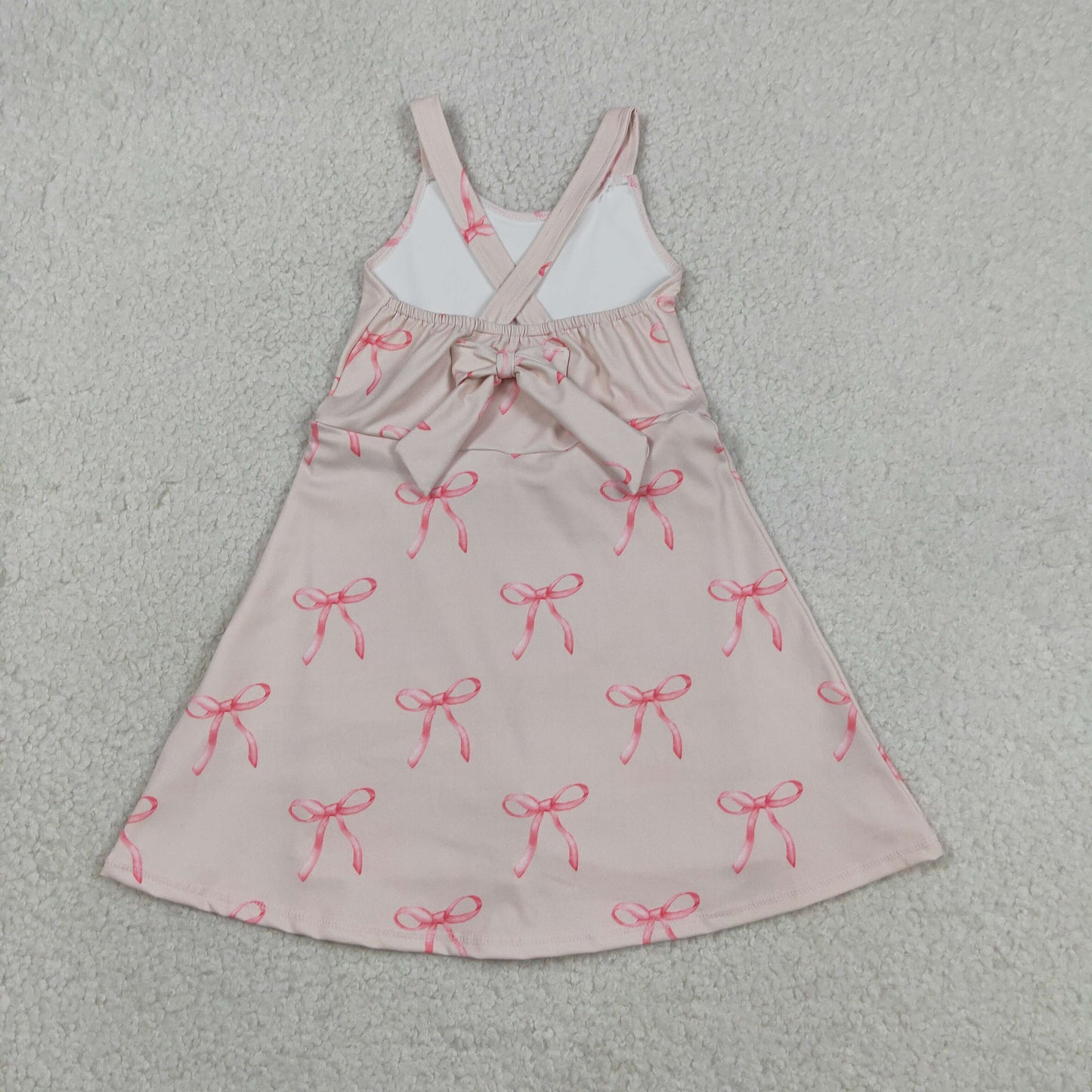 GSD3421 Yoga Pink Bows Girls Dress