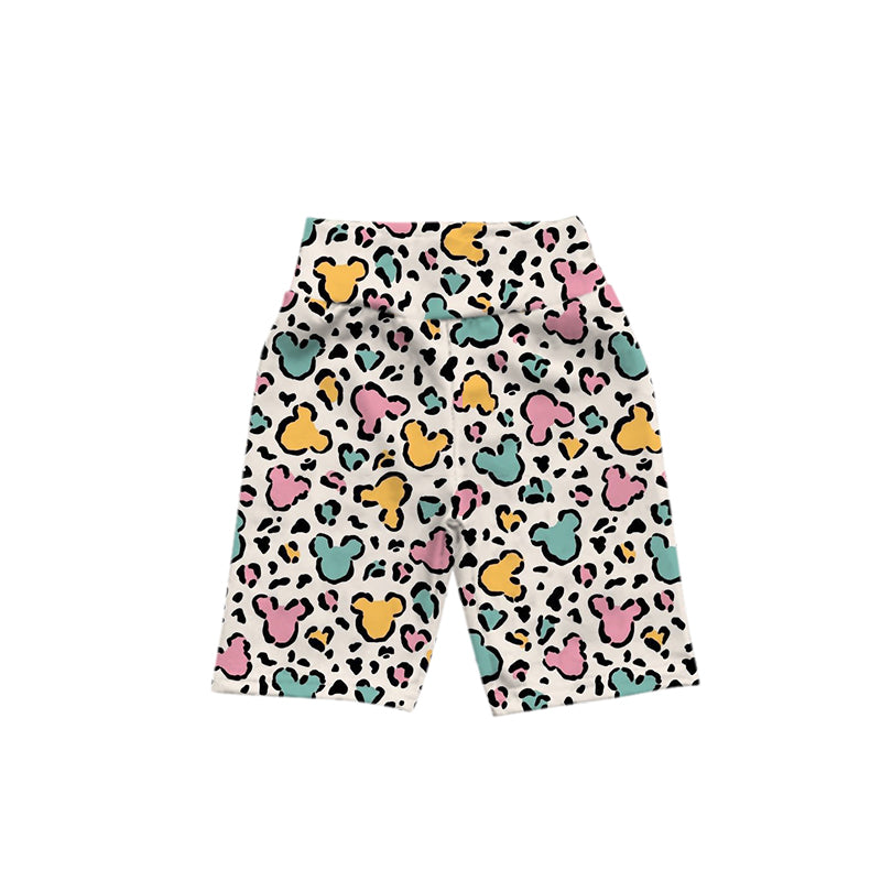 custom cartoon colorful leopard girls shorts