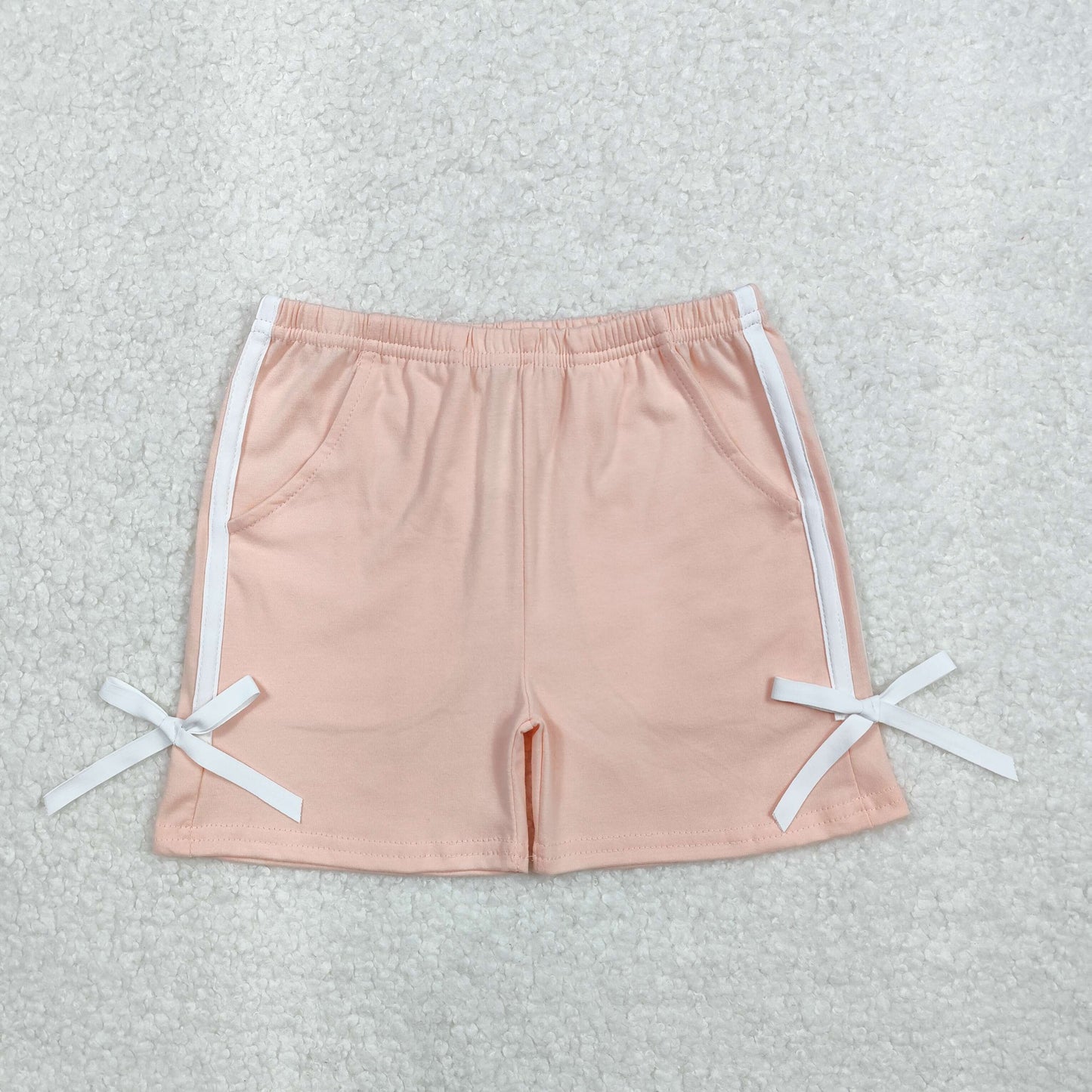 SS0425 pink girls shorts with white bows