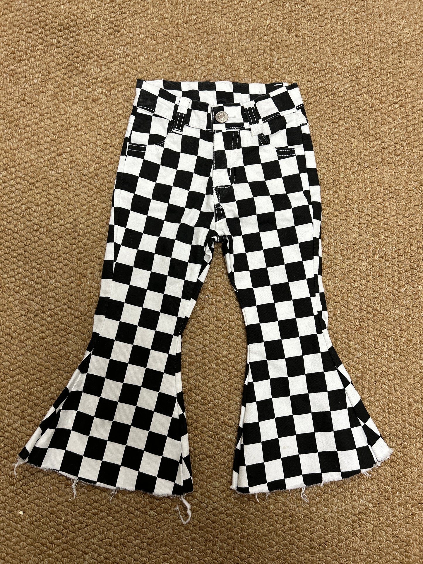 colorful checkered girls jeans RTS sibling clothes