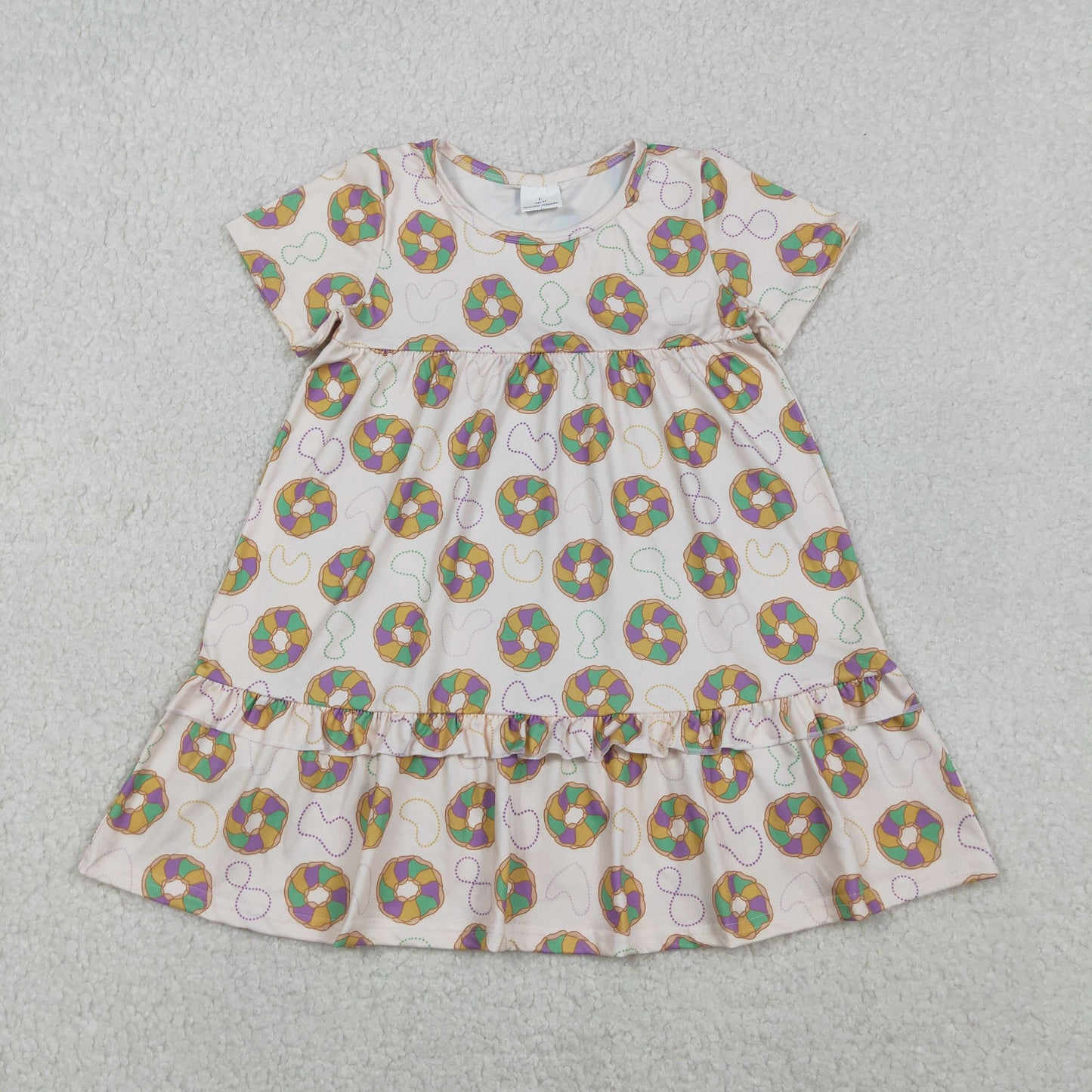 GSD2838 Mardi Gras dount short sleeve girls dress