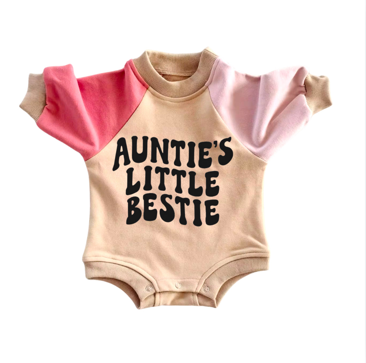 custom moq 3 auntie's little bestie long sleeve baby romper