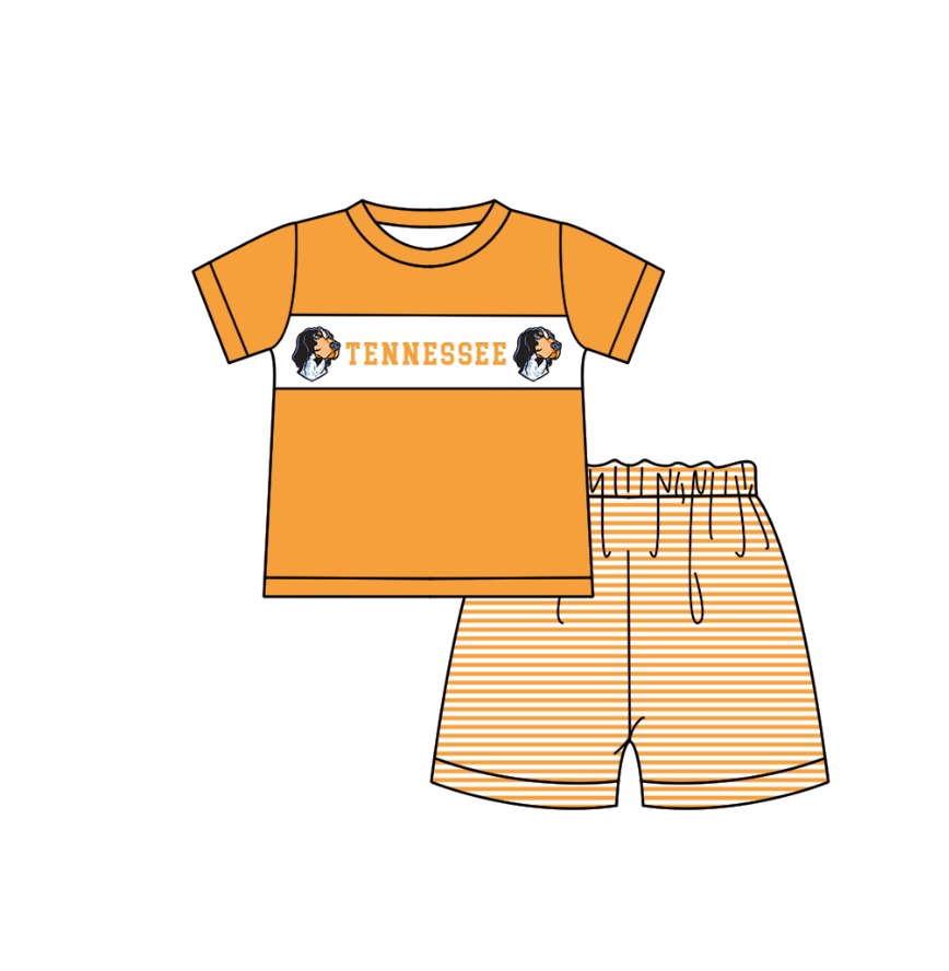 Custom Moq 3 Football Item Orange Tennessee Short Sleeve Shorts Boys Set