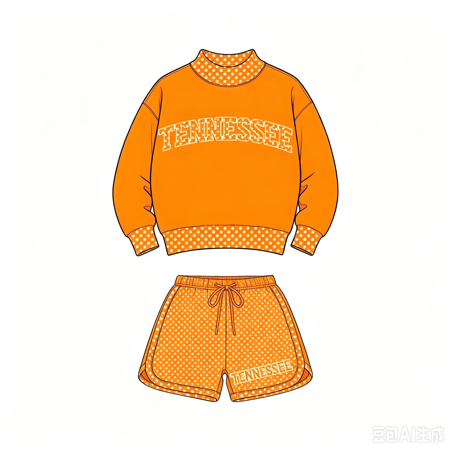 Custom Moq 5 TENNESSEE Orange Dot Long Sleeve Shorts Adult Women Set