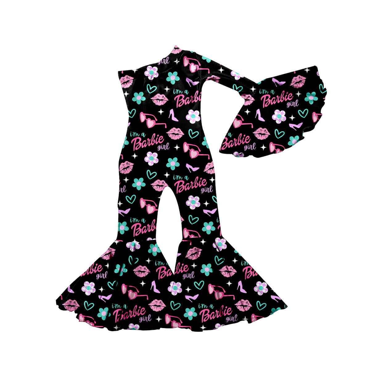 custom style BA Single Sleeve Black Jumpsuits
