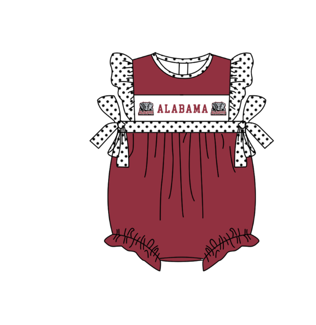 Custom Moq 3 Football Team Arkansas Red Flutter Sleeve Girls Romper